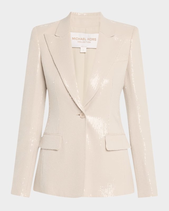 Georgina Sequined One-Button Blazer